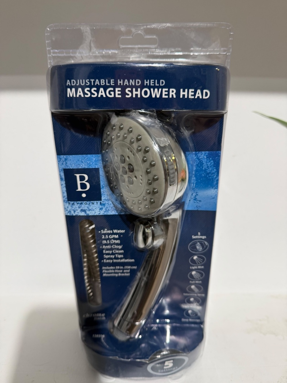 Adjustable Hand Held Massage Shower Head - Chrome